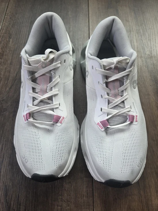 On Running Women’s Cloudflyer White with Pink Accents - Picture 3 of 9
